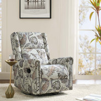 Alyissa Floral Print Manual Swivel Glider Rocking Recliner