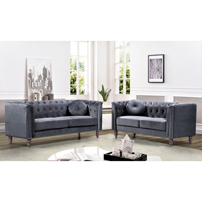 Robin Tufted Back Velvet 2 Pieces Livingroom Set