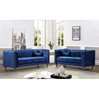 Robin Tufted Back Velvet 2 Pieces Livingroom Set