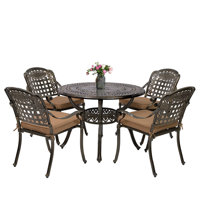 Round 4 - Person 38.5" Long Dining Set with Cushions