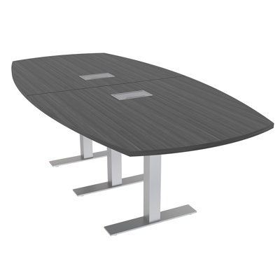 Arc Boat Conference Table With Metal T Bases Power And Data Modules by Inbox Zero