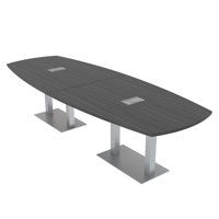 Arc-Boat Meeting Room Table With Double Metal Post Base 2 Power And Data Modules by Inbox Zero