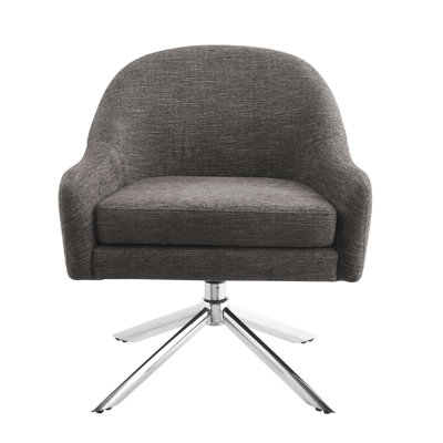 Dezrae Mid Century Solid Swivel Accent Chair with Metal Legs by Ebern Designs