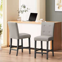 Ajeem Fabric And Rubberwood 26 Inch Counter Stools (Set Of 2)