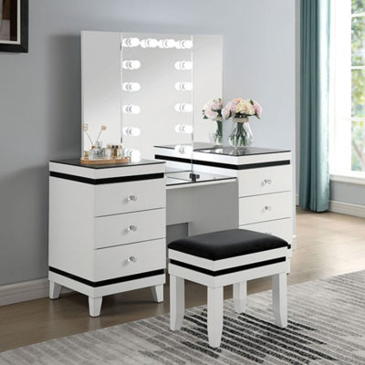 Haenisch Solid Wood Vanity Set with Stool and Mirror by Latitude Run