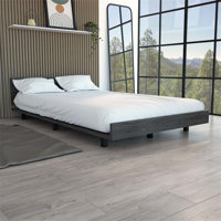 Koura Bed Base with Headboard, Smokey Oak