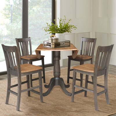 Doryan Counter Height Drop Leaf Solid Wood Dining Set by August Grove