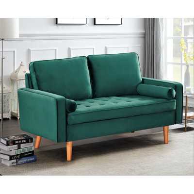 Ellysia 58" Velvet Square Arm Loveseat by Mercer41