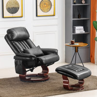 Kimmons Reclining Chairs with Ottoman, 360 Degrees Swivel Recliners with Massage, Faux Leather by Viv + Rae