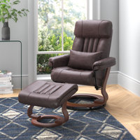 Kimmons Reclining Chairs with Ottoman, 360 Degrees Swivel Recliners with Massage, Faux Leather by Viv + Rae