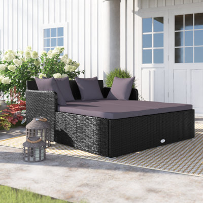 Annakiya 52" Wide Outdoor Patio Daybed with Cushions by Lark Manor