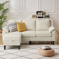 Darlyene Corduroy  79.32" Wide Reversible Sofa & Chaise with Ottoman by Ebern Designs