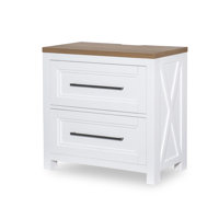 Leyva 2 - Drawer Solid Wood Nightstand in White/Brown by Laurel Foundry Modern Farmhouse