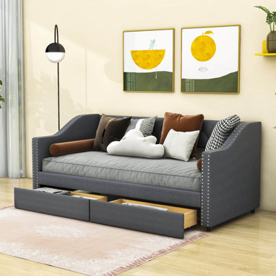 Cashmere Twin Size 2 Drawers Upholstered Daybed by Ebern Designs