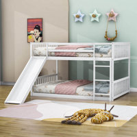 Full Over Full Wooden Standard Bunk Bed With Slide by Harriet Bee