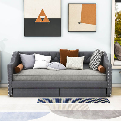Ezion Twin Size 2 Drawers Upholstered Daybed by Winston Porter
