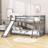 Twin Over Twin Wooden Standard Bunk Bed With Convertible Slide And Ladder by Harriet Bee