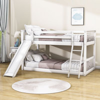 Twin Over Twin Wooden Standard Bunk Bed With Convertible Slide And Ladder by Harriet Bee