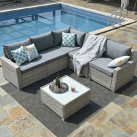 Margeree 113" Wide Outdoor Left Hand Facing Patio Sectional with Cushions