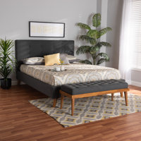 Baxton Studio Sinclaire Mid-Century Modern Transitional Dark Gray Fabric Upholstered Queen Size 2-Piece Bedroom Set by Corrigan Studio