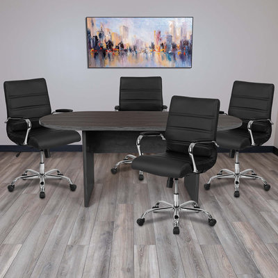 Xaida Racetrack Meeting Table and Chair Set by Inbox Zero