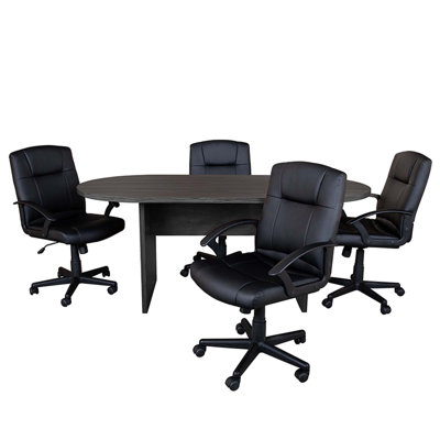Yandi Racetrack Meeting Table and Chair Set by Inbox Zero