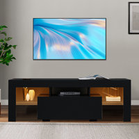 Brimlow Modern style TV stand with drawers and shelves, LED lights up to 58" by Ebern Designs