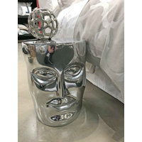 Brieta Cara Alum Face Stool by Wrought Studio