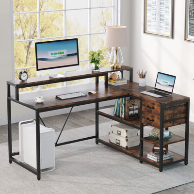 Reversible L -Shaped Computer Desk with Monitor Stand by 17 Stories