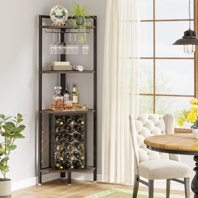 Reith 18 Bottle Floor Wine Bottle and Glass Rack