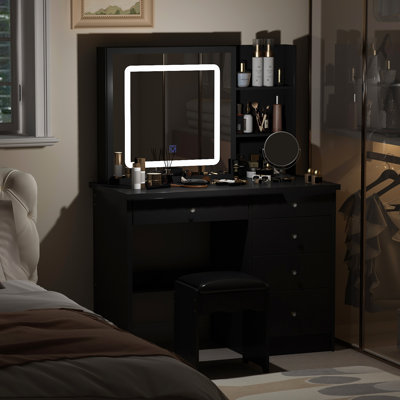 Altabelli Vanity Set with Stool and Mirror by Wade Logan