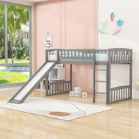 Fabiyi Twin size Loft Bed,Wood Loft Bed with Slide and Ladder by Harriet Bee