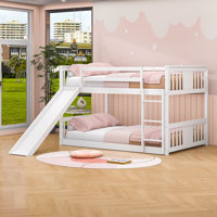 Fanshuai Full Over Full Wood Bunk Bed,Bunk Bed with Ladder and Slide by Harriet Bee