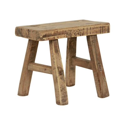 11-inch W Rustic Vintage Mini Stool Rectangular Wooden Accent with Weathered Natural Finish by Millwood Pines