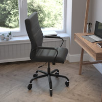 High Back Executive Swivel Office Chair with Frame, Arms, and Transparent Roller Wheels by Flash Furniture