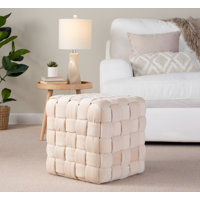 16.5" Wide Velvet Square Pouf Ottoman by Everly Quinn
