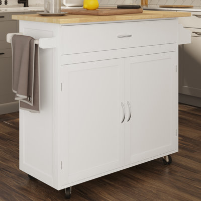 Kitchen Island With Spice Rack And Storage Cabinet - Rolling Cart With Drawers To Use As Coffee Bar, Microwave Stand, Or Storage by Ebern Designs