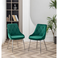 Fabriciano Tufted Velvet Dining Chair with Chrome Legs by George Oliver