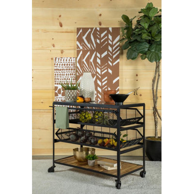 Accent Storage Cart With Casters Natural And Black by 17 Stories