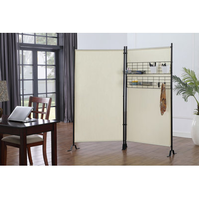 Akenside 74.25" W x 71" H 2 - Panel Steel Folding Room Divider by Ebern Designs