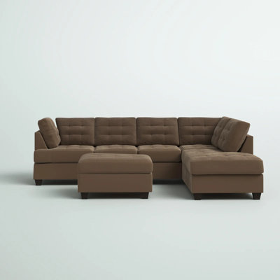 117" Wide Microfiber/Microsuede Reversible Stationary Sofa & Chaise by Latitude Run