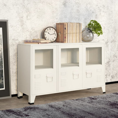 Charemon Sideboard Industrial Storage Cabinet for Living Room Metal and Glass by Williston Forge