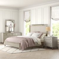 Cathie Solid Wood Bedroom Set With Metal Frame,Bed, Dresser, Mirror, And 2 Nightstands, Champagne by Beachcrest Home
