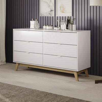 Ahmed 57.08"W 6-Drawer Dresser with Aluminum Handles by George Oliver