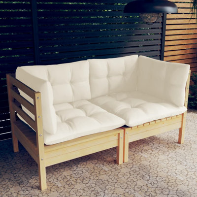 Rhalem Solid Wood Pine 2-Seater Patio Sofa with Cushions Seat Multi Colors by Ebern Designs