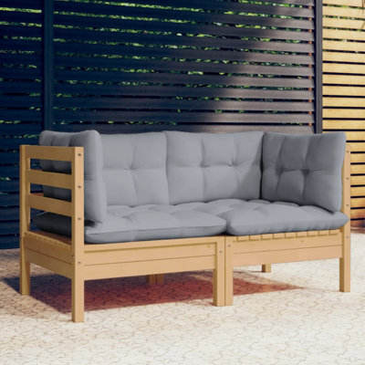 Rhalem Solid Wood Pine 2-Seater Patio Sofa with Cushions Seat Multi Colors by Ebern Designs