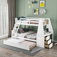 Evanghelina Bunk Bed with Trundle and Built-In Desk by Harriet Bee