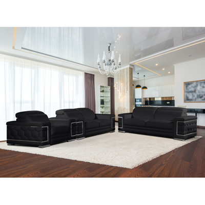 Yurith 3 Piece Included Genuine Leather Configurable Living Room Set by Orren Ellis