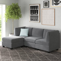 Ashlely 90" Wide Reversible Modular Corner Sectional with Ottoman by Wade Logan