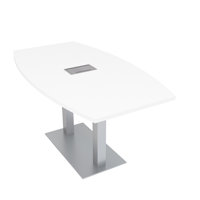 Boat Shaped Conference Table with Double Metal Post Base | Electrical Unit by Inbox Zero